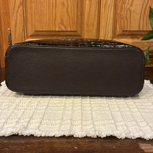 Like New Brighton Cher Brown Patent Leather Embossed Shoulder Bag (ABBA) - Picture 9 of 16